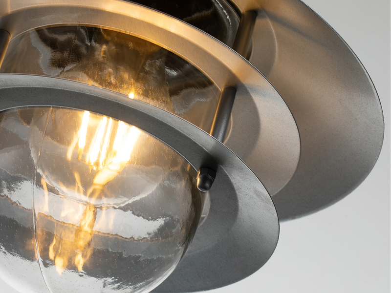 LED Wetterfeste Außen Hängeleuchte aus Edelstahl, Silber Ø22cm