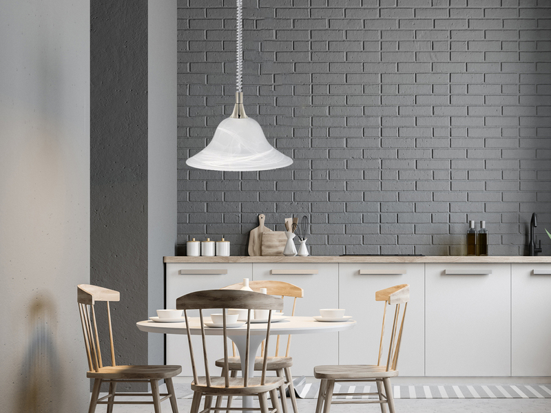 Zugpendelleuchte VIOLA Glas weiß höhenverstellbar Silber, Ø 39cm