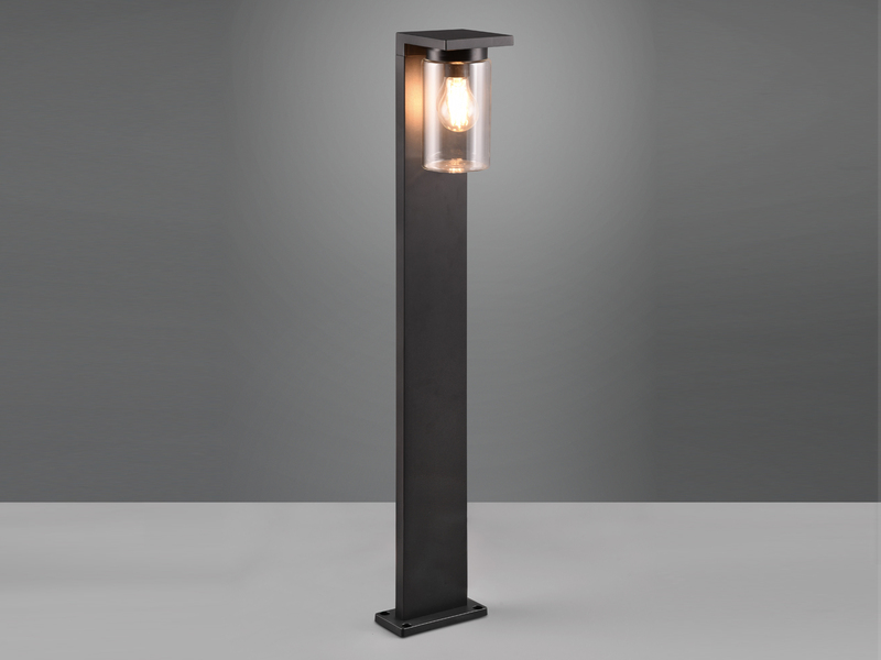 Wegeleuchte ARDILA aus Aluminium Schwarz mit E27 Glasschirm, Höhe 100cm