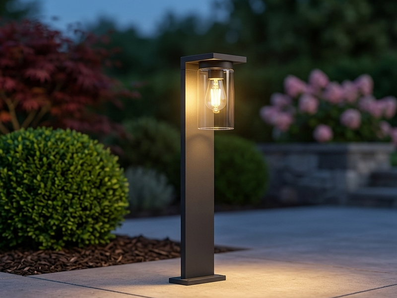 Wegeleuchte ARDILA aus Aluminium Schwarz mit E27 Glasschirm, Höhe 65cm
