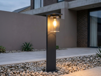 Wegeleuchte ARDILA aus Aluminium Schwarz mit E27 Glasschirm, Höhe 65cm