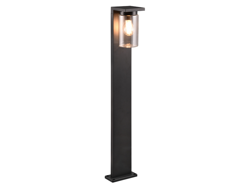 Wegeleuchte aus Aluminium Schwarz mit E27 LED & Glasschirm, Höhe 100cm