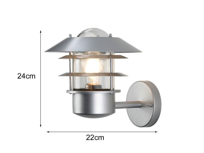 LED Moderne Außen Wandlaterne aus Edelstahl, Silber Höhe 24cm