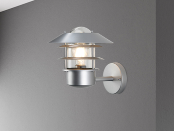 LED Moderne Außen Wandlaterne aus Edelstahl, Silber Höhe 24cm