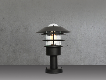 LED Wetterfeste Sockelleuchte aus Edelstahl, Schwarz Höhe 30,5cm