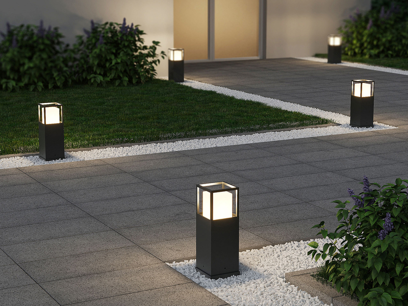 LED Sockelleuchte WITHAM in Anthrazit, Lichttemperatur einstellbar, Höhe 40cm