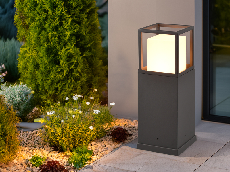 LED Sockelleuchte WITHAM in Anthrazit, Lichttemperatur einstellbar, Höhe 40cm