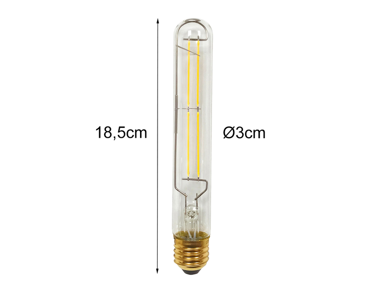 E27 Filament LED Kolben - 7 Watt, 820 Lumen, warmweiß, Ø3cm - extern dimmbar