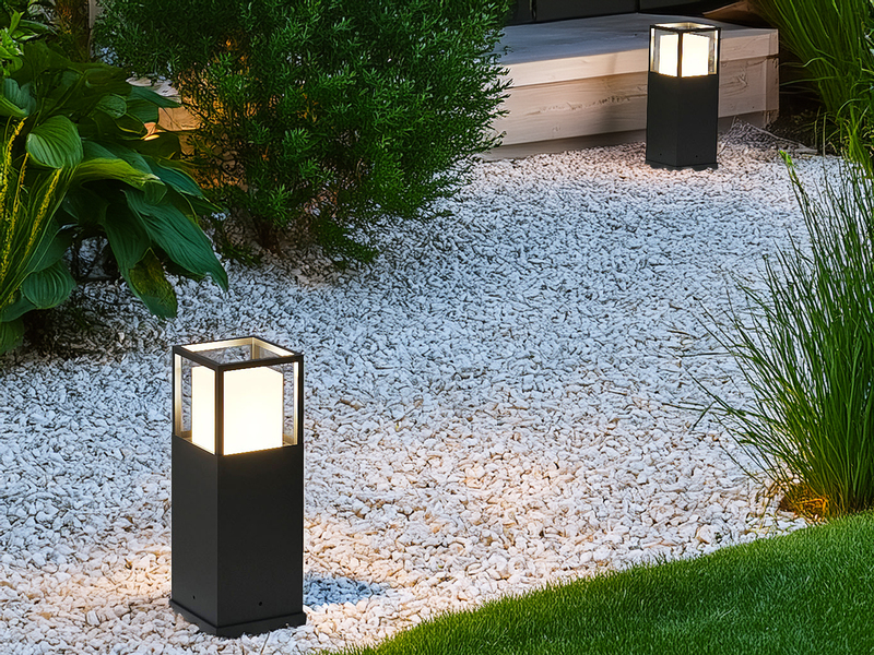 LED Sockelleuchte 2er SET im Bauhausstil Anthrazit, Höhe 40cm