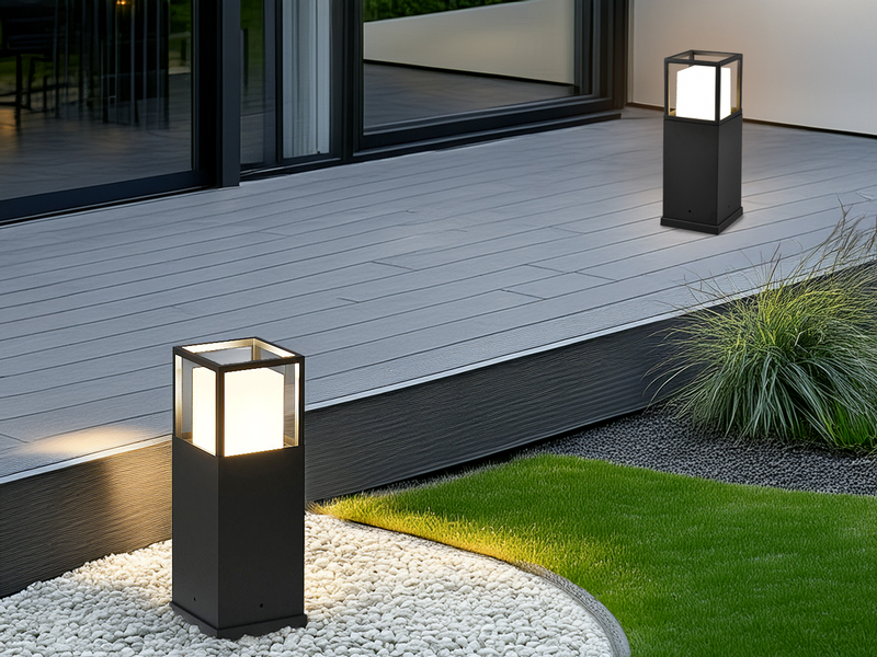 LED Sockelleuchte 2er SET im Bauhausstil Anthrazit, Höhe 40cm