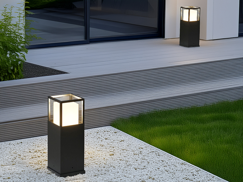 LED Sockelleuchte 2er SET im Bauhausstil Anthrazit, Höhe 40cm