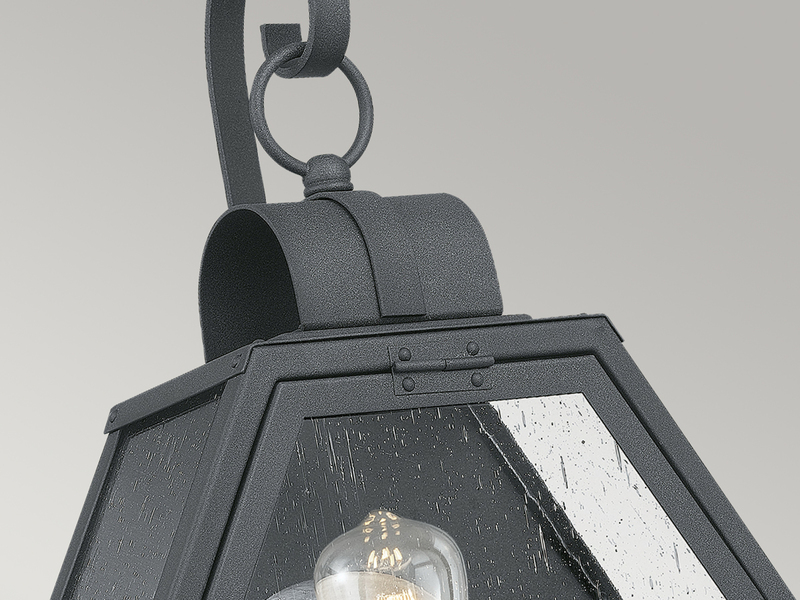LED Rustikale Außenwand Laterne hängend sechseckig, Schwarz Höhe 48cm