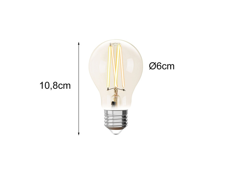 E27 Filament LED Leuchtmittel - 8 Watt, 806 Lumen, 2200-5500 K, Ø6cm - dimmbar