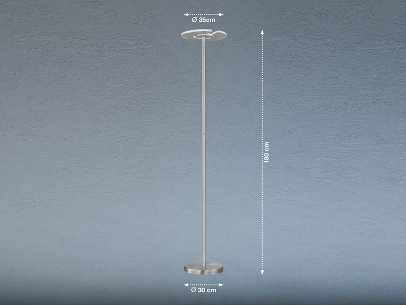 LED Deckenfluter DENT Silber dimmbar - Höhe 180cm