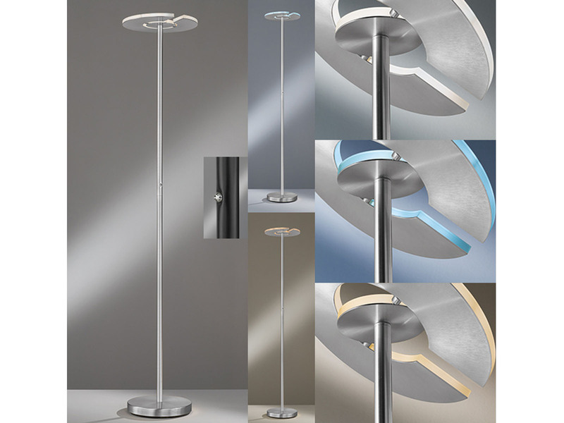 LED Deckenfluter DENT Silber dimmbar - Höhe 180cm