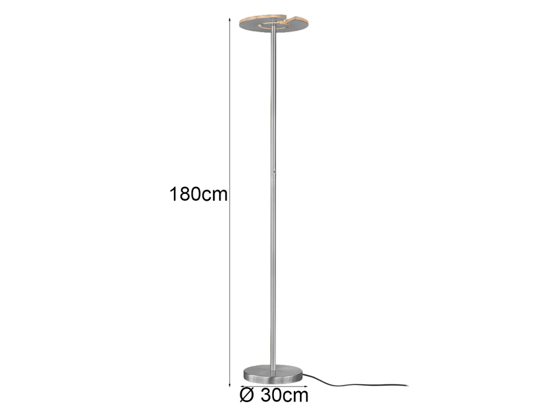 LED Deckenfluter DENT Silber dimmbar, Höhe 180cm