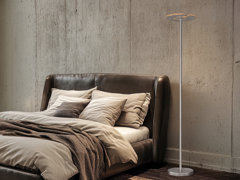 LED Deckenfluter DENT Silber dimmbar, Höhe 180cm