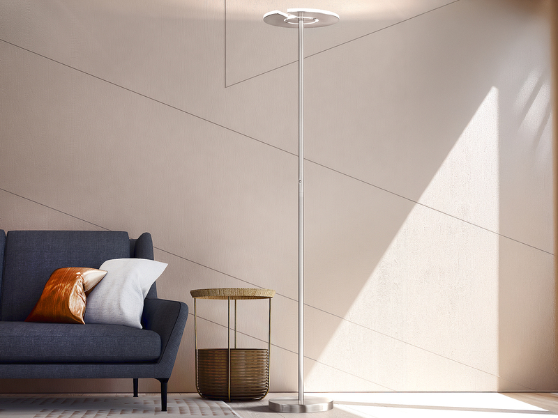 LED Deckenfluter DENT Silber dimmbar, Höhe 180cm