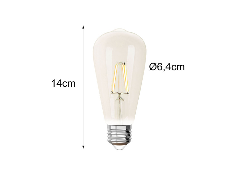 E27 Filament LED Leuchtmittel - 9 Watt, 500 Lumen, 2200 - 5500K, Ø6,4cm dimmbar