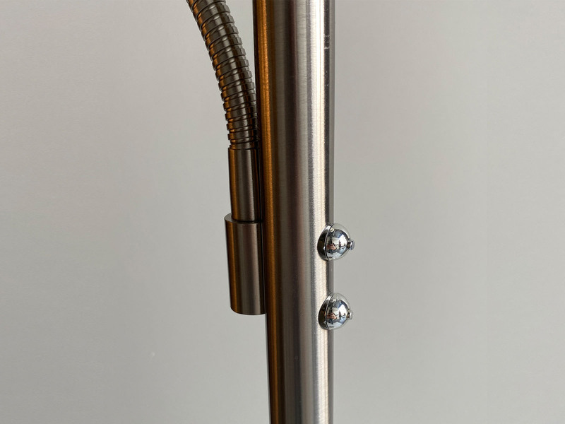 LED Deckenfluter DENT Silber mit Leselampe dimmbar - Höhe 180cm