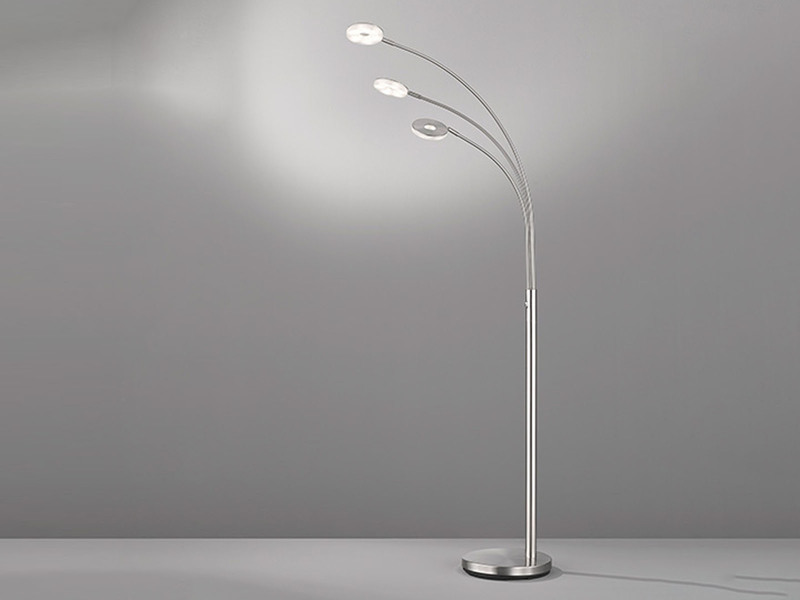 Große LED Bogenlampe DENT dimmbar Design Silber - Höhe 185cm