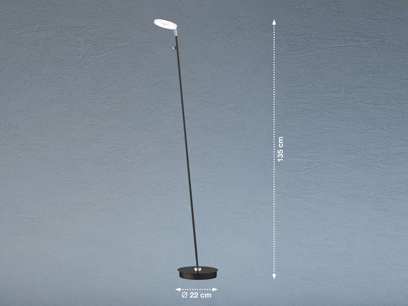 LED Leselampe DENT Schwarz mit Dimmer, Höhe 135cm