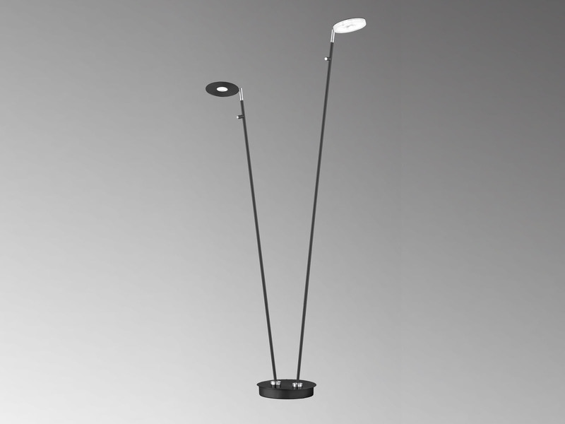 LED Stehlampe DENT verstellbar 2-flammig Schwarz mit Dimmer, Höhe 135cm
