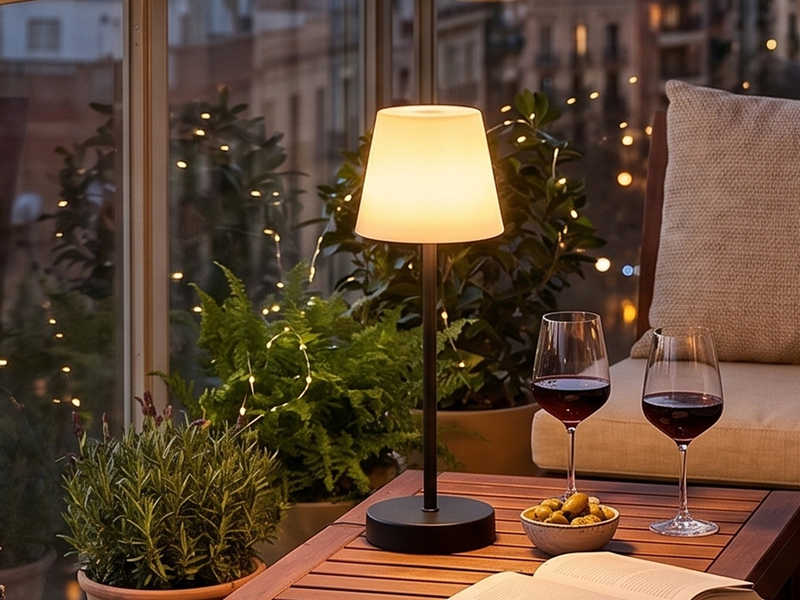 LED Akku Tischleuchte MARTINEZ für Innen & Außen, Schwarz 39cm