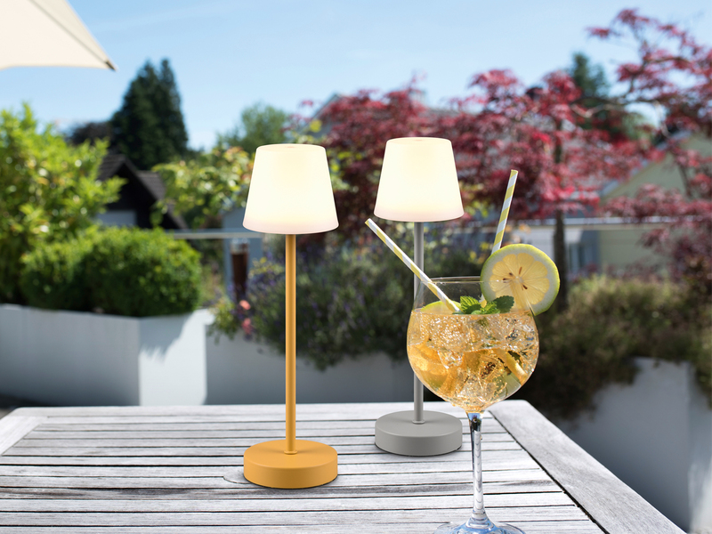 Akku LED Tischleuchte MARTINEZ ohne Kabel Touch Grau 39cm