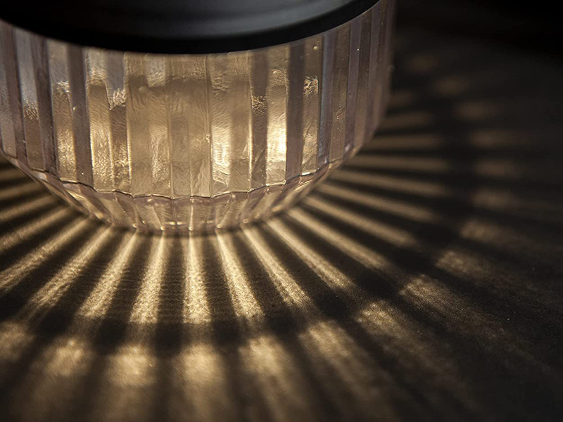 Kleine Solar Tischleuchte DIVA 2er SET geriffeltes Glas, Ø11cm Höhe 8cm