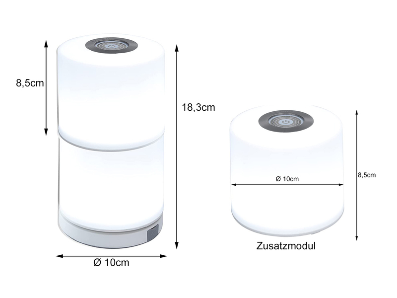 Smarte LED Außentischleuchte - 3er SET mit Akku & RGB dimmbar Ø10cm