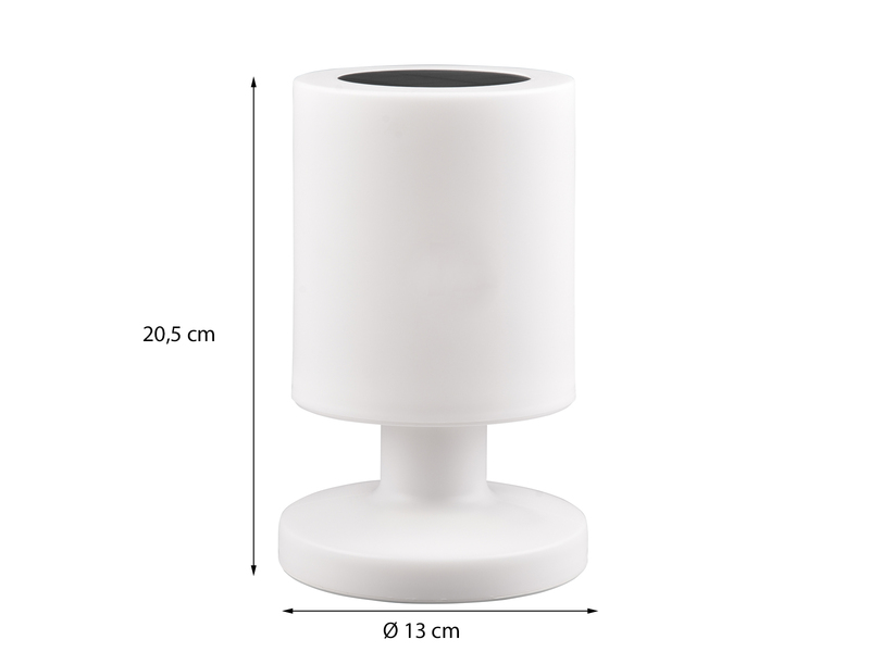 Kleine Akku Tischleuchte SILVA Weiß, Solar & USB aufladbar,Höhe 20cm