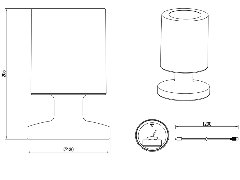 Kleine Akku Tischleuchte 2er SET Weiß, Solar & USB aufladbar,Höhe 20cm
