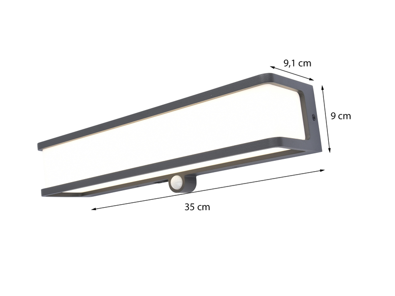 LED Solar Wandleuchte DOBLO mit Bewegungsmelder, 35 x 9 cm