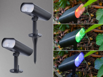 LED Solarleuchte 2er SET schwenkbar, Bewegungsmelder & RGB Farbwechsel