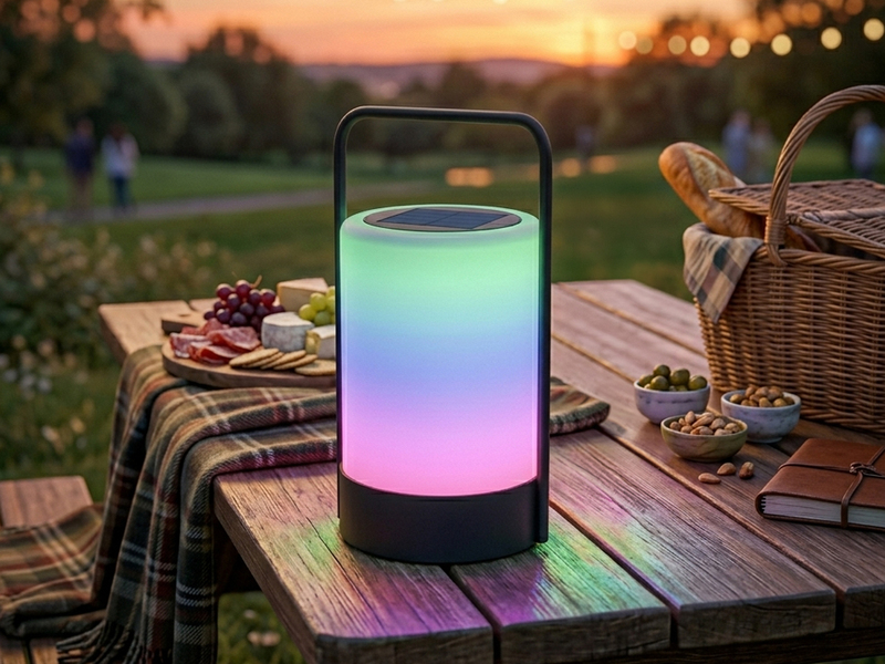 Outdoor Solar Tischleuchte CASOLI mit Fernbedienung, Höhe 20cm