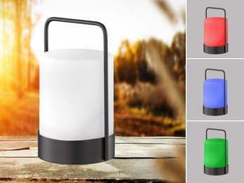 RGB Outdoor Tischleuchte CASOLI 20cm mit Fernbedienung, Solar & USB aufladbar