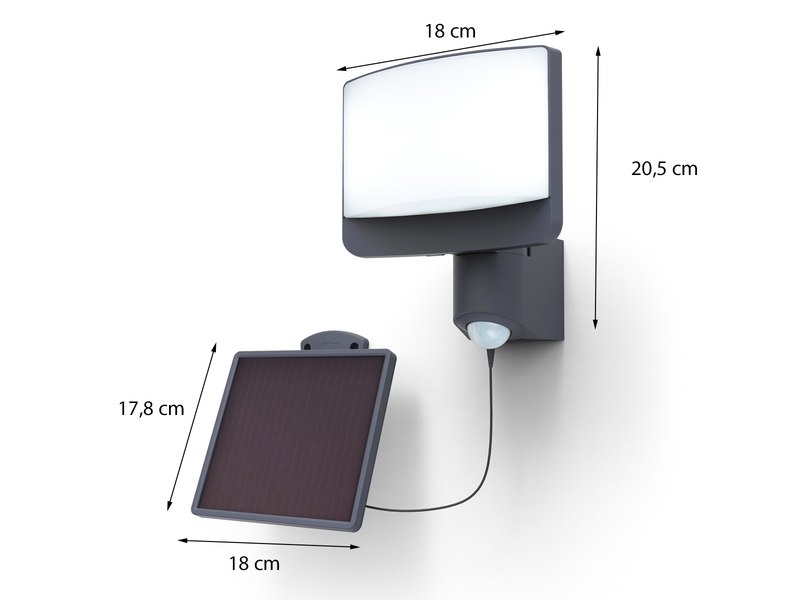 LED Solar Wandleuchte 2er SET mit Bewegungsmelder IP54, Breite 18cm
