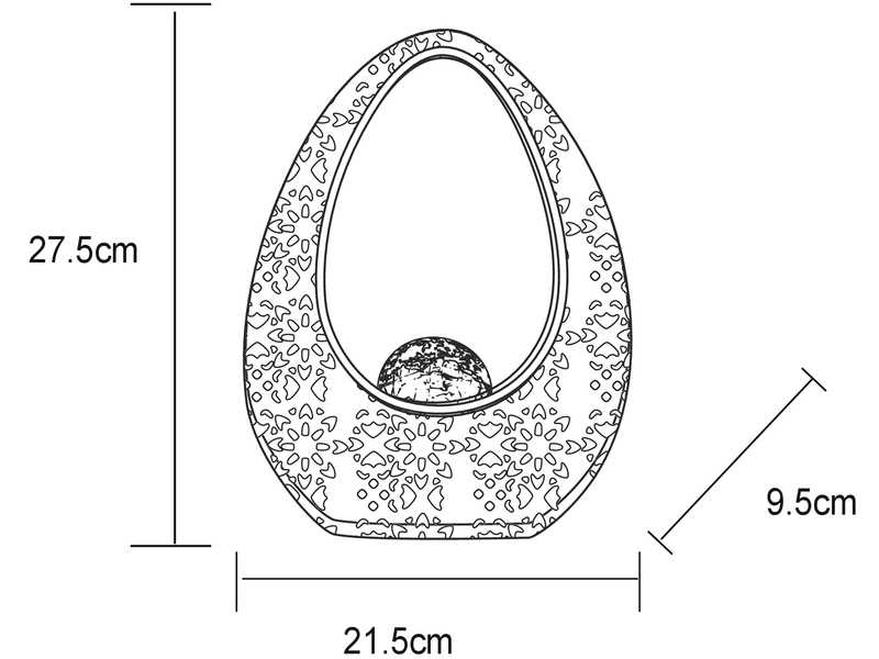 Solarleuchte mit Crackleglas Kugel, Dekorstanzungen Bronzefarben, Höhe 27,5cm