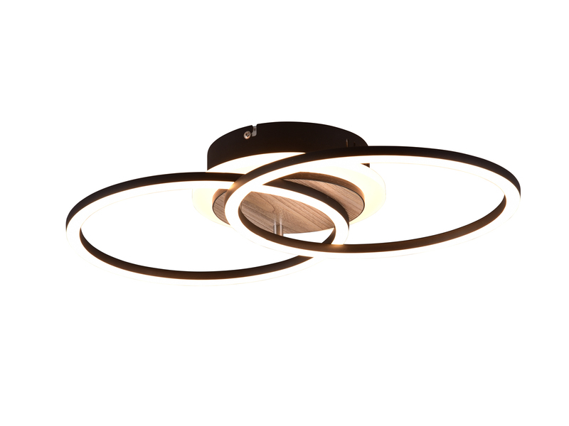 LED Deckenleuchte GIRO mit Fernbedienung, 2 Ringe Schwarz, Breite 46cm