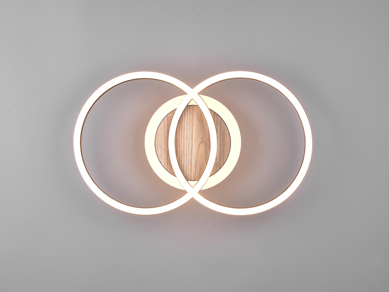 LED Deckenleuchte GIRO mit Fernbedienung, 2 Ringe Schwarz, Breite 46cm