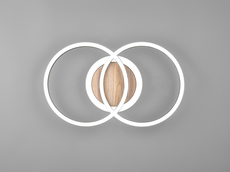 LED Deckenleuchte GIRO mit Fernbedienung, 2 Ringe Schwarz, Breite 46cm