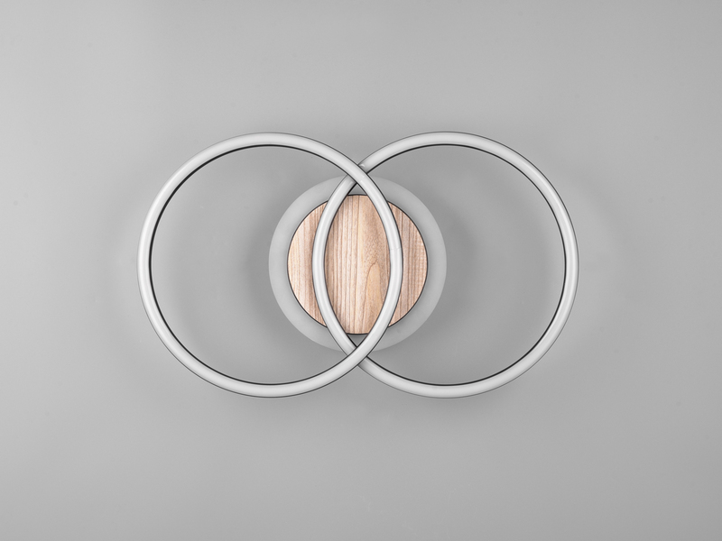 LED Deckenleuchte GIRO mit Fernbedienung, 2 Ringe Schwarz, Breite 46cm