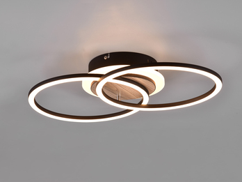 LED Deckenleuchte GIRO mit Fernbedienung, 2 Ringe Schwarz, Breite 46cm