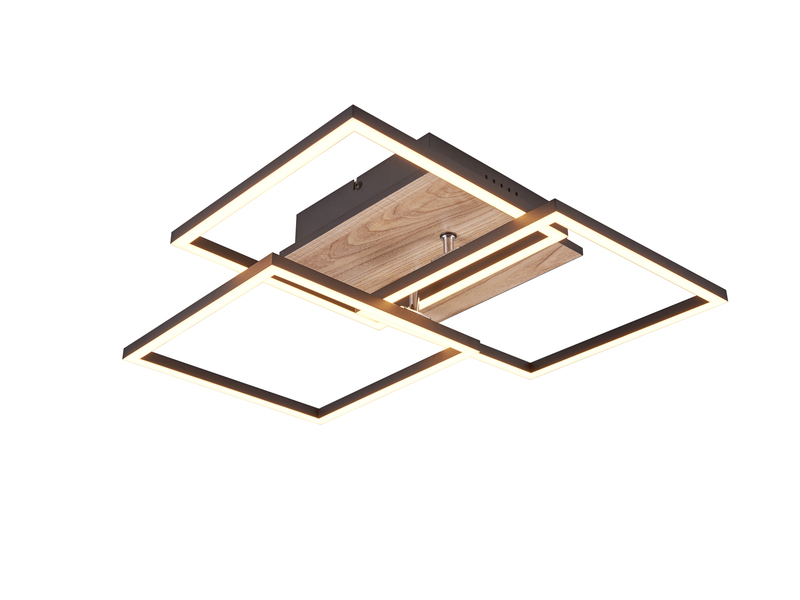 LED Deckenleuchte MOBILE Holzdekor dimmbar & Lichtfarbe einstellbar, Breite 42cm