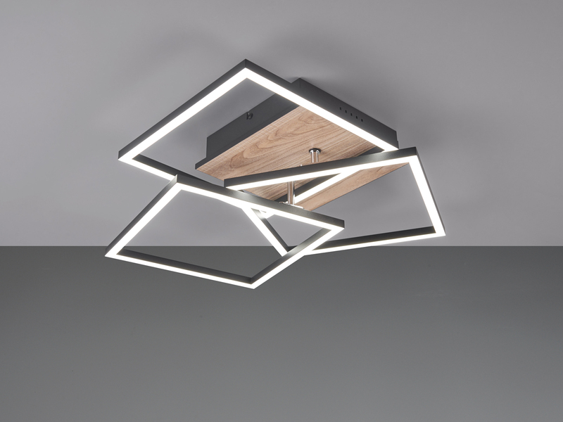 LED Deckenleuchte MOBILE Holzdekor dimmbar & Lichtfarbe einstellbar, Breite 42cm