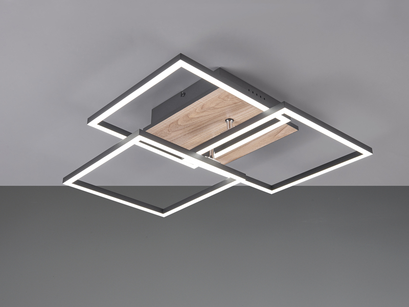 LED Deckenleuchte MOBILE Holzdekor dimmbar & Lichtfarbe einstellbar, Breite 42cm