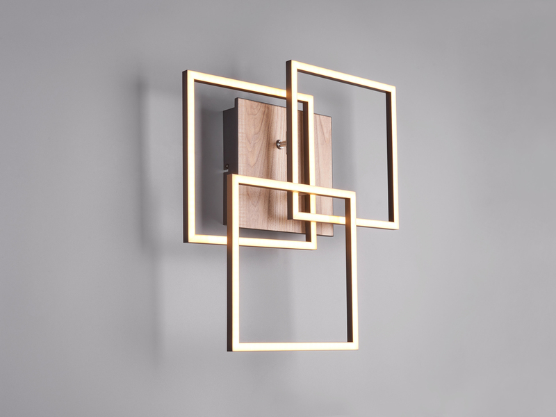LED Deckenleuchte MOBILE Holzdekor dimmbar & Lichtfarbe einstellbar, Breite 42cm