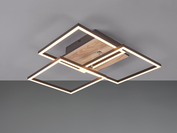 LED Deckenleuchte MOBILE Holzdekor dimmbar & Lichtfarbe einstellbar, Breite 42cm