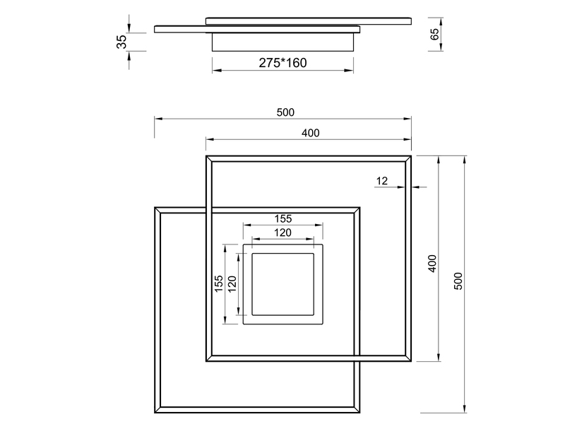 Flache Deckenleuchte VIA mit Fernbedienung, Breite 50cm, Weiß